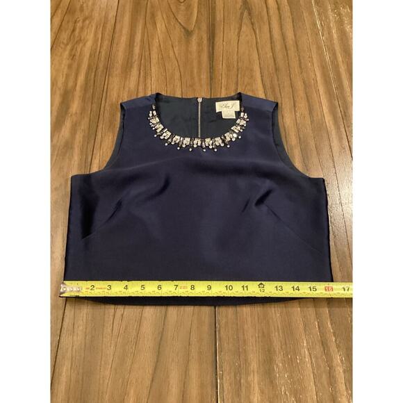 Eliza j mettalic stripe jacquard Embellished faille Rhinestone top & skirt set 6 - Picture 5 of 14